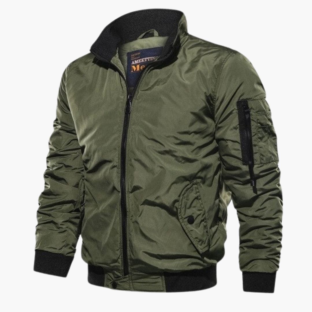 Veste Bomber Homme à Col Montant – Manteau Décontracté Premium - Verde