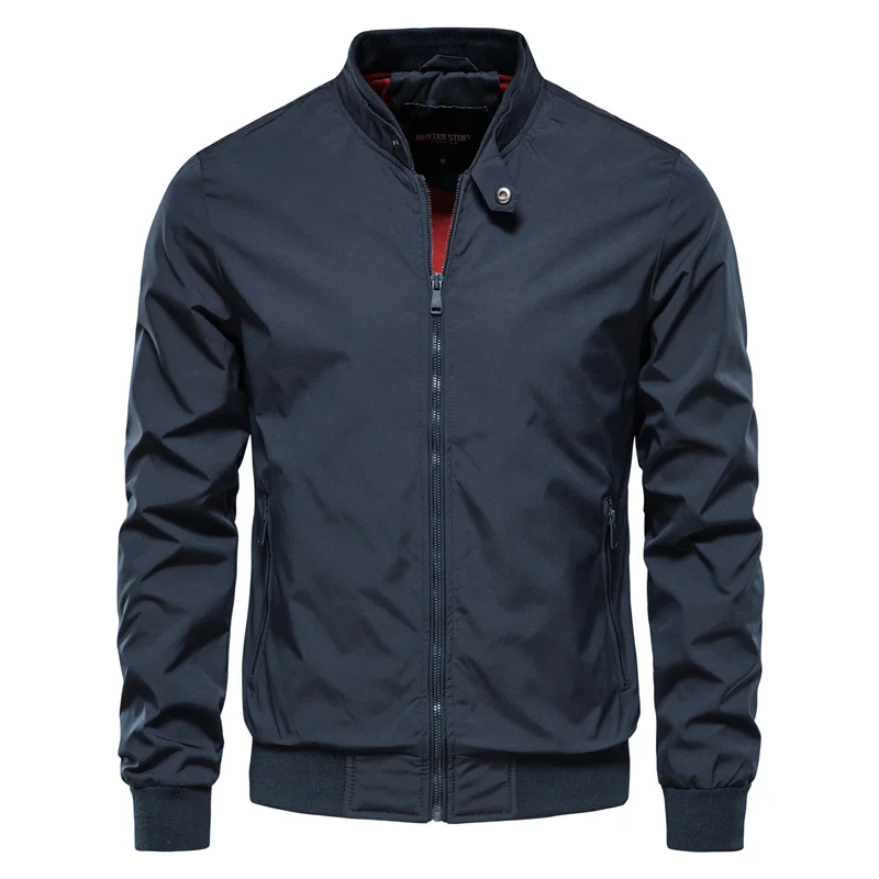 Veste Bomber Homme Printemps Décontractée – Veste Zippée Col Montant - Bleu