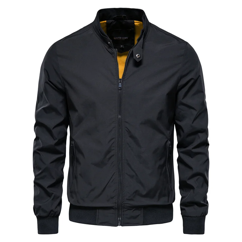Veste Bomber Homme Printemps Décontractée – Veste Zippée Col Montant - Noir