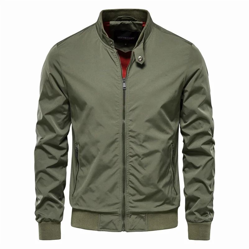 Veste Bomber Homme Printemps Décontractée – Veste Zippée Col Montant - Vert