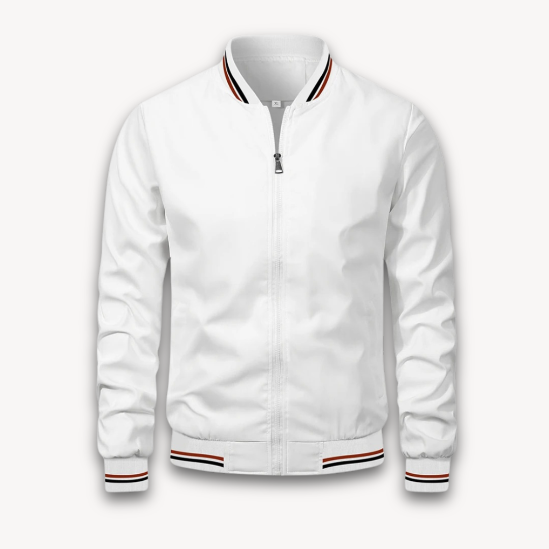 Veste Bomber Légère Décontractée Homme – Col Montant Stylé - Blanc