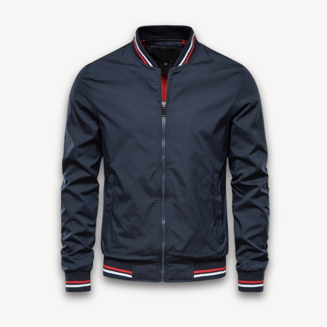 Veste Bomber Légère Décontractée Homme – Col Montant Stylé - Bleu marine