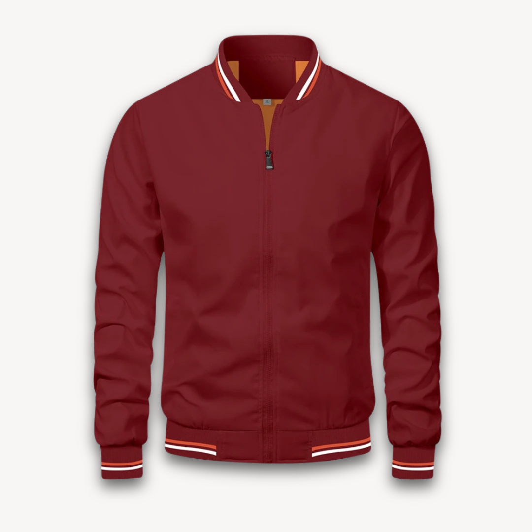 Veste Bomber Légère Décontractée Homme – Col Montant Stylé - Rouge