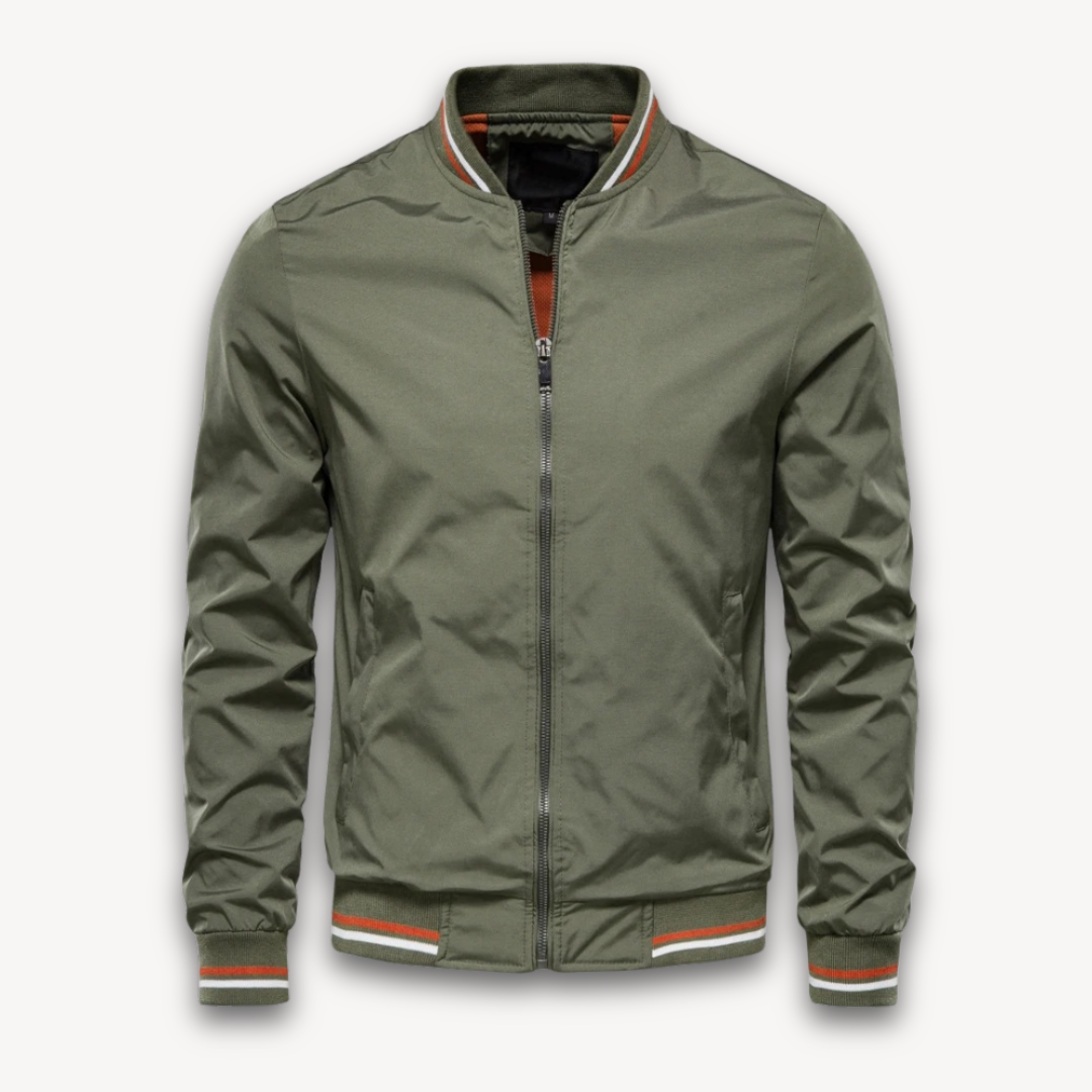 Veste Bomber Légère Décontractée Homme – Col Montant Stylé - Vert armée