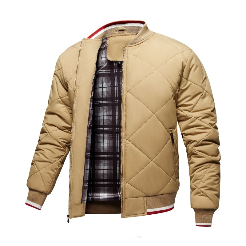 Veste Bomber Matelassée Géométrique pour Homme – Confort Élégant d’Extérieur - Crème
