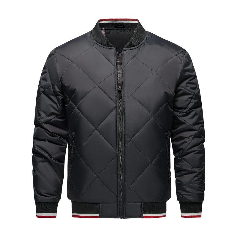 Veste Bomber Matelassée Géométrique pour Homme – Confort Élégant d’Extérieur - Noir