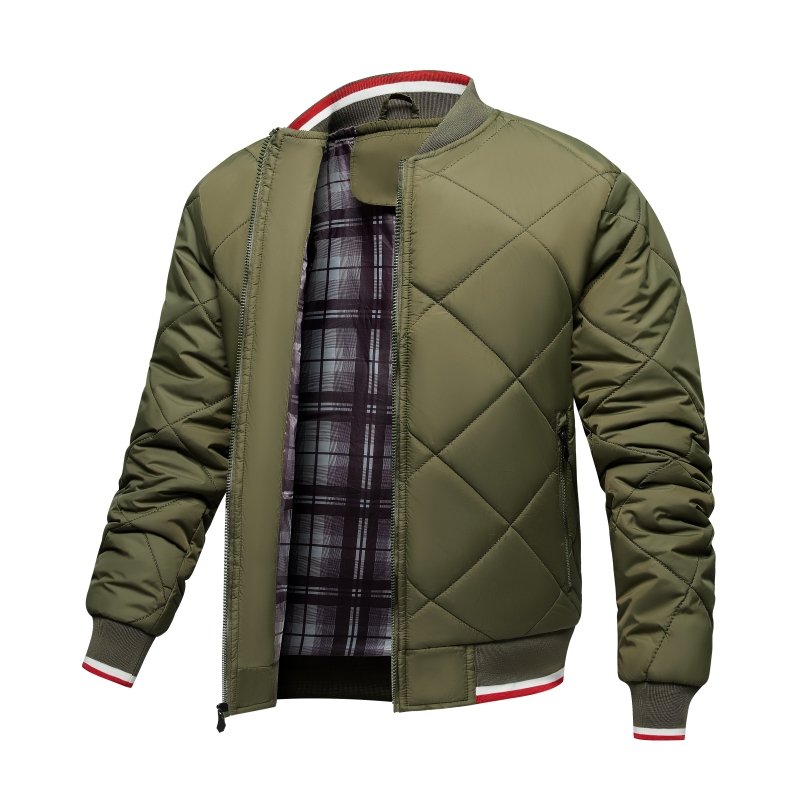 Veste Bomber Matelassée Géométrique pour Homme – Confort Élégant d’Extérieur - Vert