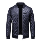 Veste Bomber Matelassée pour Homme en Similicuir – Outerwear Chaud et Stylé - Bleu