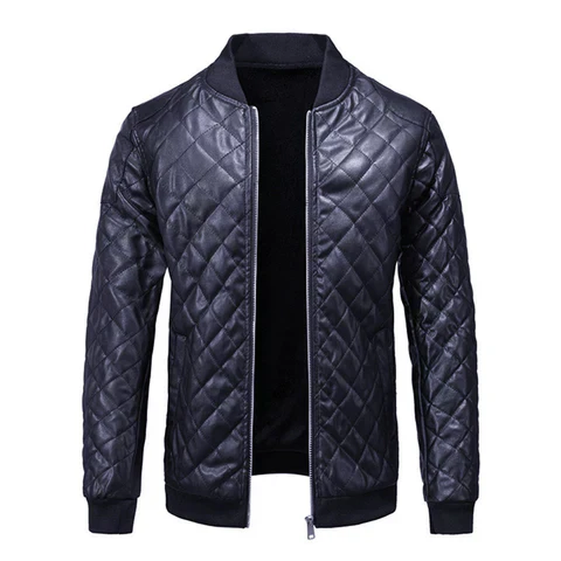 Veste Bomber Matelassée pour Homme en Similicuir – Outerwear Chaud et Stylé - Bleu
