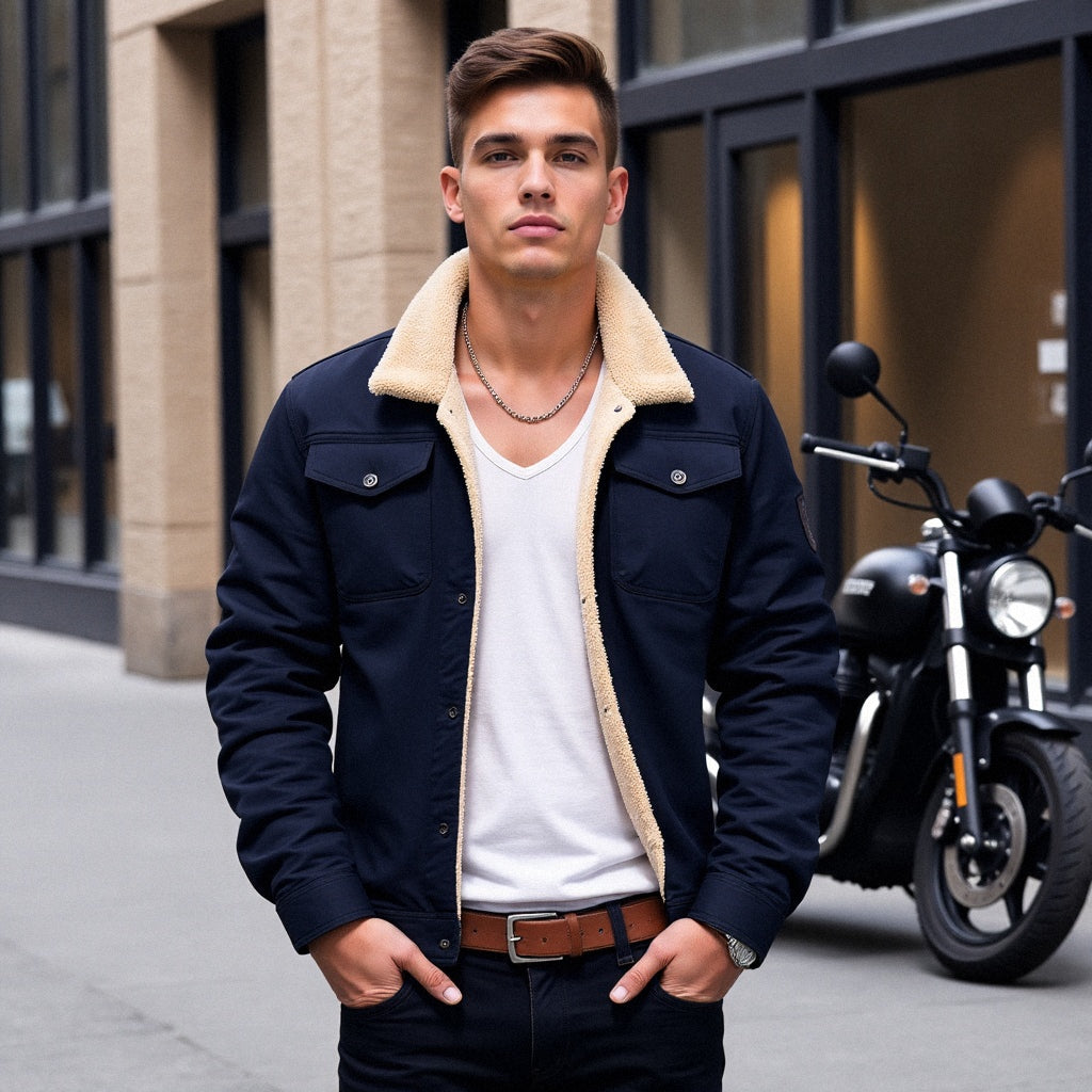 Veste Cargo Homme Doublée Sherpa – Manteau d’Hiver Isolant et Chaud - image 5
