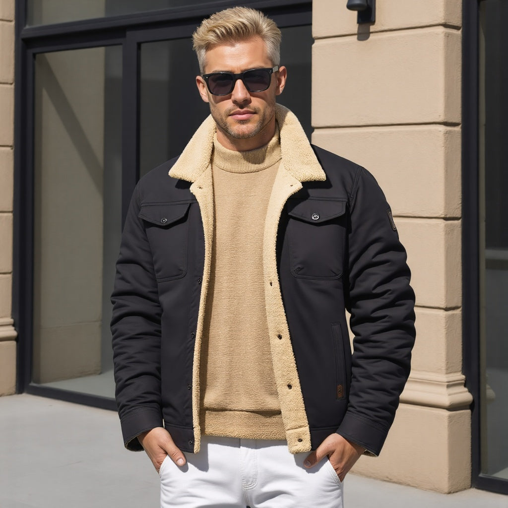 Veste Cargo Homme Doublée Sherpa – Manteau d’Hiver Isolant et Chaud - image 6