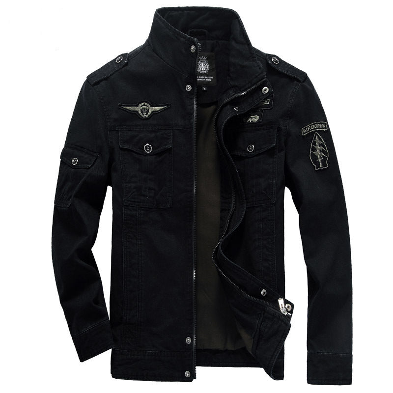 Veste Cargo Homme Stylée – Col Montant et Poches Style Militaire - Noir