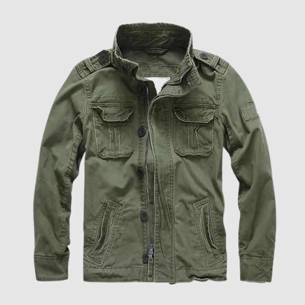 Veste classique à manches longues pour hommes avec poches - Vert armée