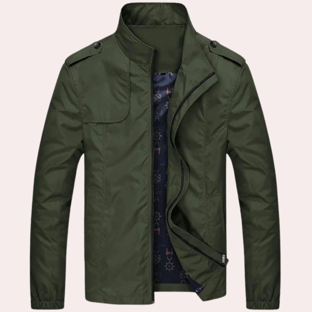 Veste Coupe-Vent Zippée pour Homme – Veste Légère et Décontractée - Vert Armée