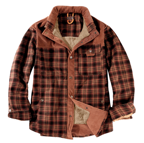 Veste de bûcheron pour homme – Chaude, résistante aux intempéries, style extérieur - Café rouge