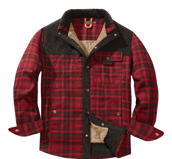 Veste de bûcheron pour homme – Chaude, résistante aux intempéries, style extérieur - Rouge