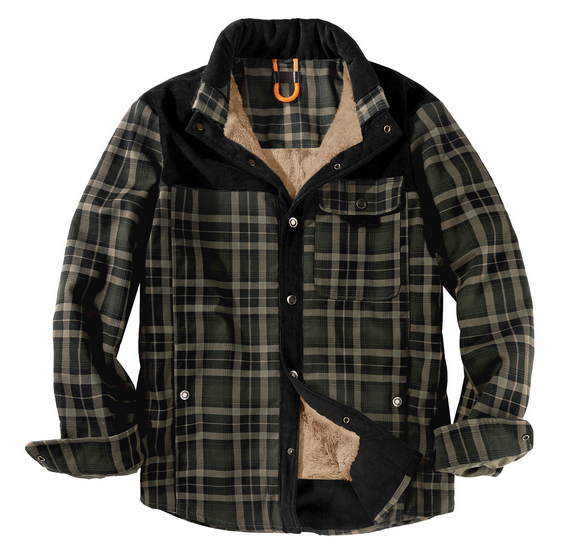 Veste de bûcheron pour homme – Chaude, résistante aux intempéries, style extérieur - Vert foncé