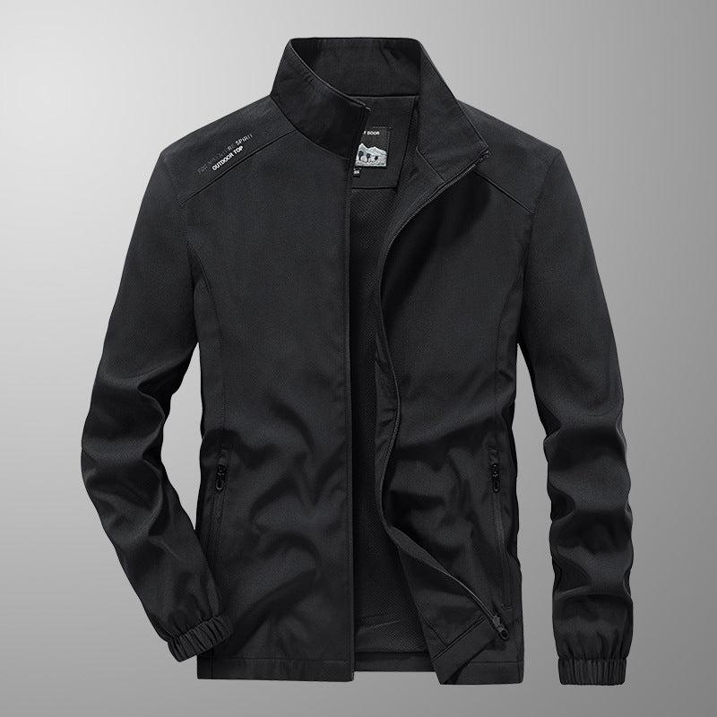 Veste Décontractée Large en Mélange de Coton pour Homme – Col Montant - Noir