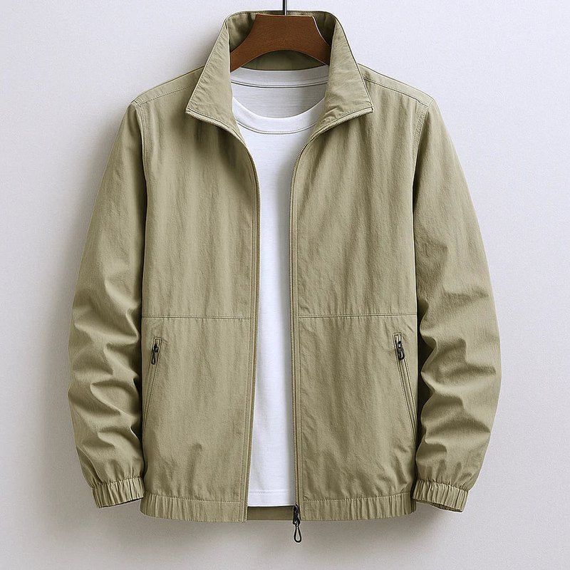 Veste d’Été Légère et Élégante pour Homme – Extérieur Respirant à Fermeture Éclair - Kaki