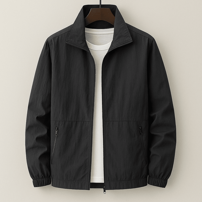 Veste d’Été Légère et Élégante pour Homme – Extérieur Respirant à Fermeture Éclair - Noir