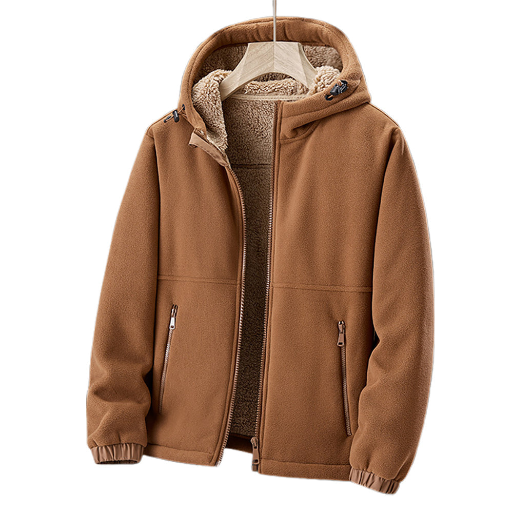 Veste d’Hiver en Polaire Premium pour Homme – Capuche et Poches à Fermeture Éclair - Brun