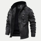Veste en cuir noir classique de qualité supérieure pour hommes - image 1