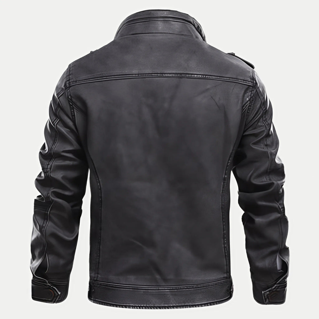 Veste en cuir noir classique de qualité supérieure pour hommes - image 2