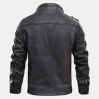Veste en cuir noir classique de qualité supérieure pour hommes - image 2