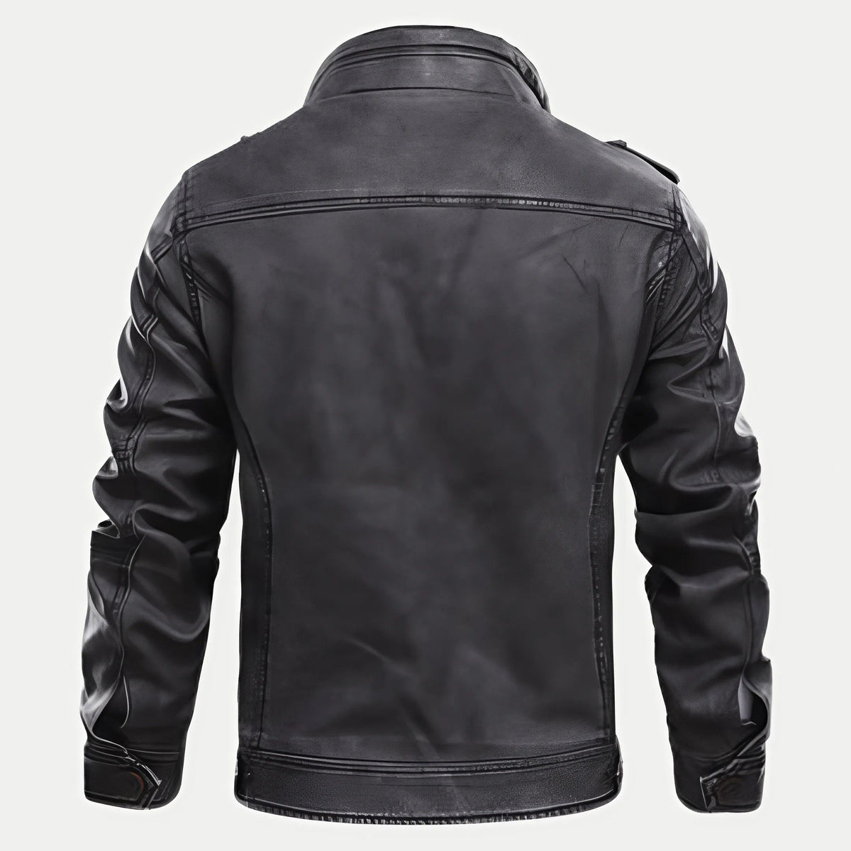 Veste en cuir noir classique de qualité supérieure pour hommes - image 2