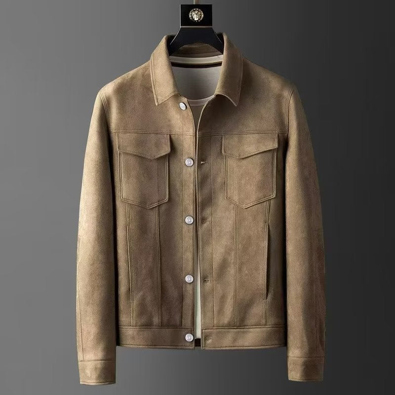 Veste en cuir suédé pour hommes | Élégante & durable | Design intemporel - Beige