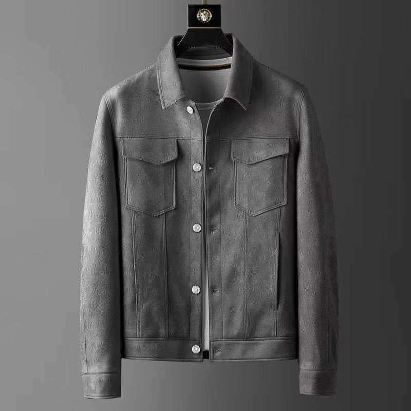 Veste en cuir suédé pour hommes | Élégante & durable | Design intemporel - Gris