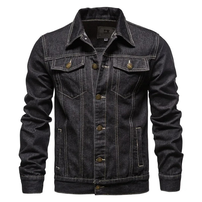 Veste en Denim Premium pour Homme – Vêtement Décontracté et Confortable - Noir