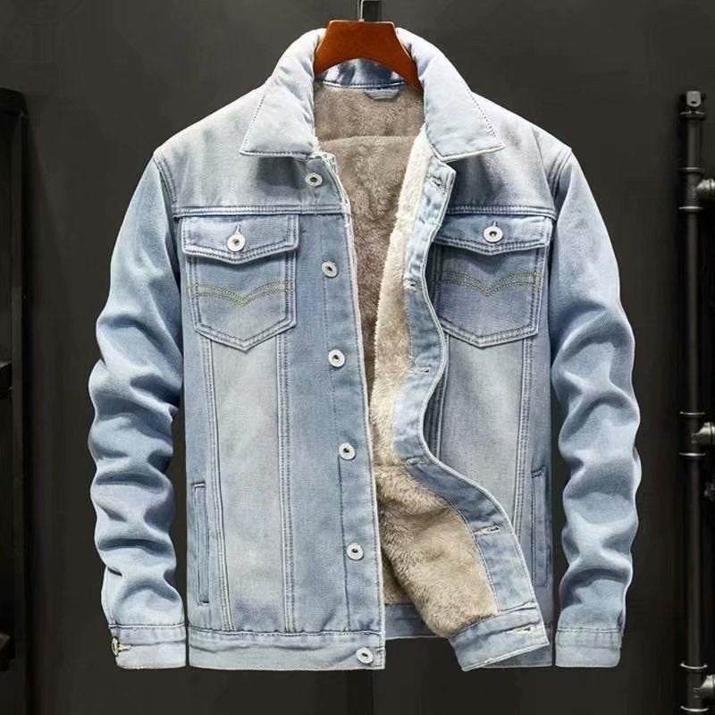 Veste en denim robuste premium pour homme – Style élégant et confortable - Bleu clair