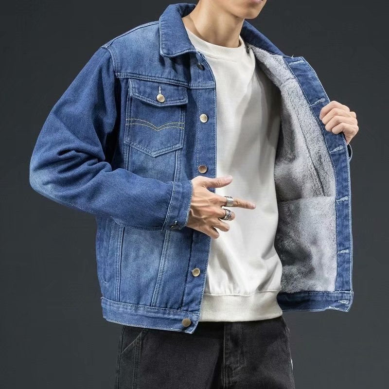 Veste en denim robuste premium pour homme – Style élégant et confortable - Bleu foncé