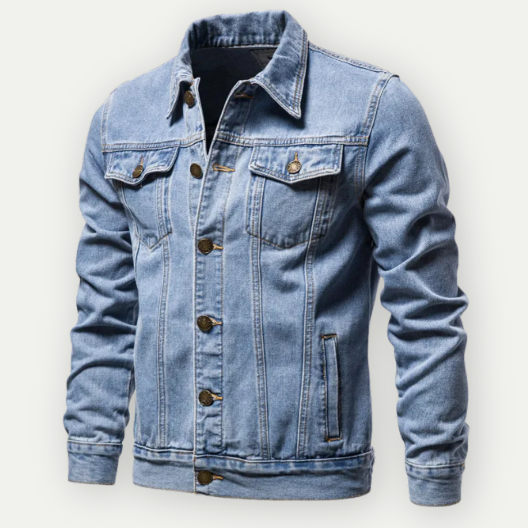 Veste en Jean Premium pour Homme – Couture Contrastée Moderne avec Poches à Boutons - Bleu