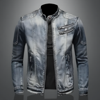 Veste en Jean Slim Homme – Veste Zippée Col Montant Stylée - image 1