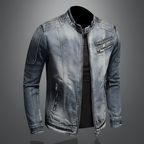 Veste en Jean Slim Homme – Veste Zippée Col Montant Stylée - image 3