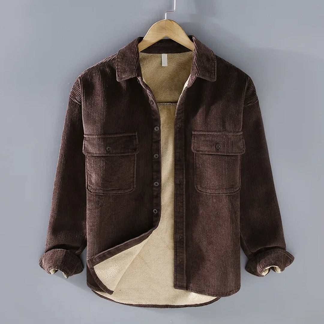 Veste en Polaire - Classique - Côtelée - Idéale pour l’Hiver - Brun