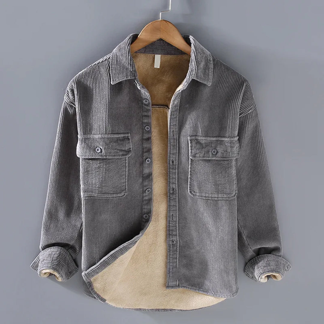 Veste en Polaire - Classique - Côtelée - Idéale pour l’Hiver - Gris