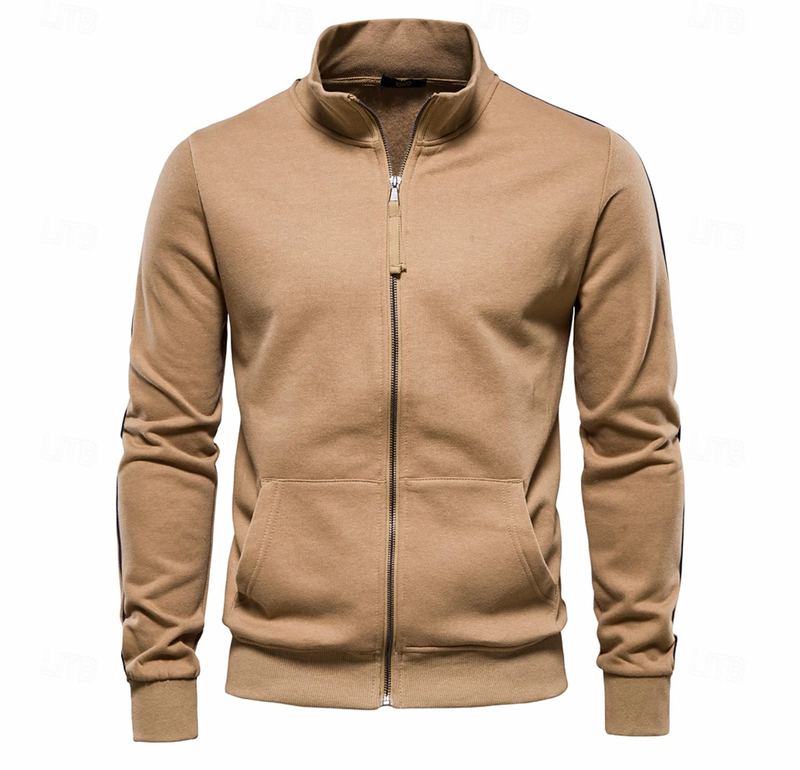 Veste Hiver Légère Homme avec Fermeture Éclair – Col Montant - Khaki