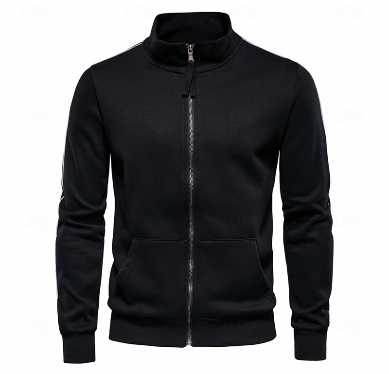 Veste Hiver Légère Homme avec Fermeture Éclair – Col Montant - Noir