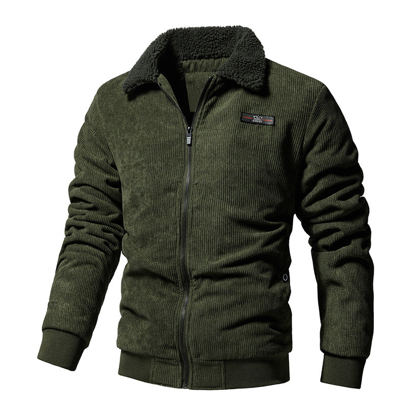 Veste Hivernale Matelassée en Côtelé Premium pour Homme – Col Sherpa Chaud - Gris foncé