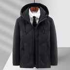 Veste Hivernale Premium à Capuche pour Homme – Manteau Zippé Ample Doublé Polaire - Noir