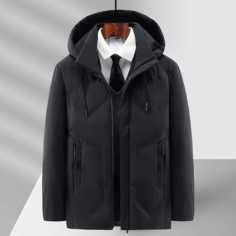 Veste Hivernale Premium à Capuche pour Homme – Manteau Zippé Ample Doublé Polaire - Noir