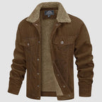 Veste Homme Élégante en Velours Côtelé Doublée Sherpa – Manteau Trucker Chaud - Brun
