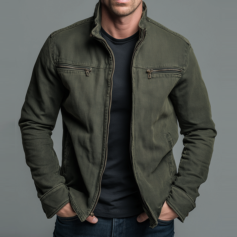 Veste homme en coton style vintage - Zippee et decontractee - Vert