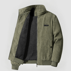 Veste Homme en Velours Côtelé Premium – Col Montant Doublé Polaire Hiver - Vert