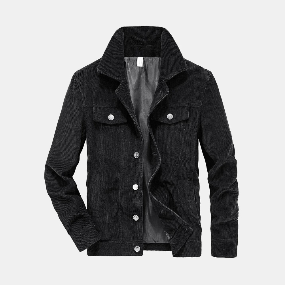 Veste Homme en Velours Côtelé – Style Élégant et Confort Fonctionnel - Noir