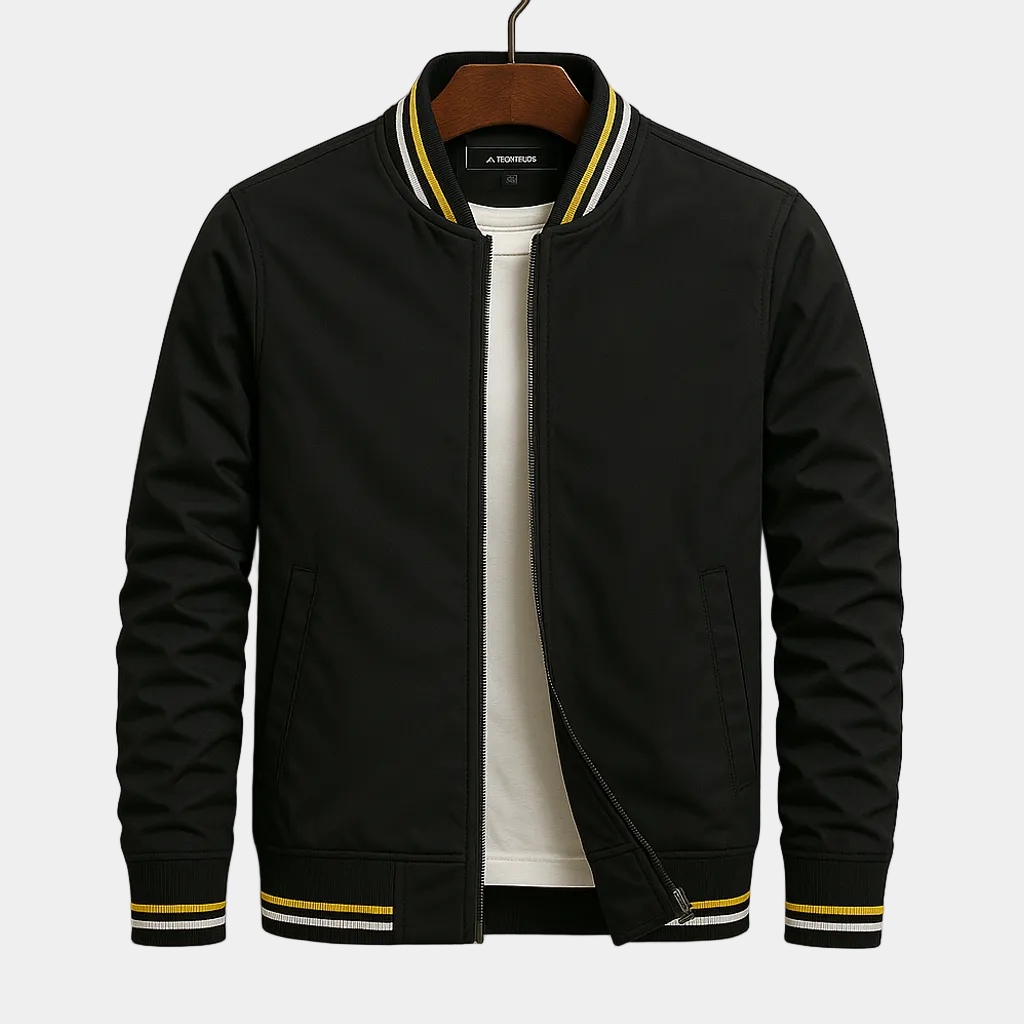 Veste homme zippée col côtelé - Noir