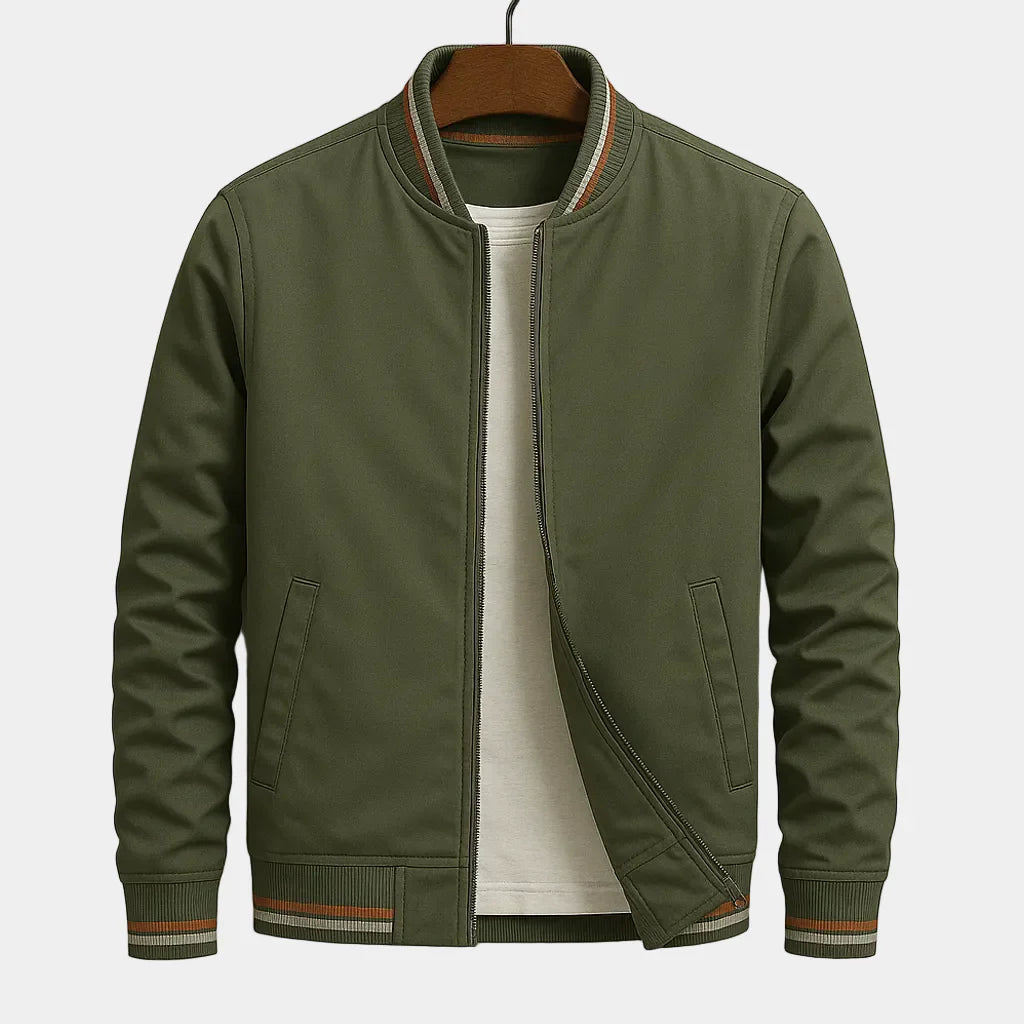 Veste homme zippée col côtelé - Vert